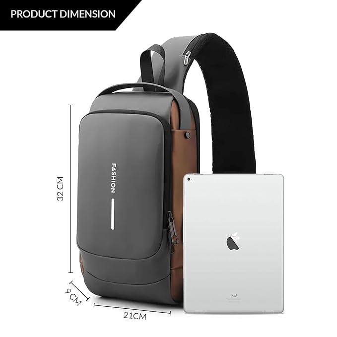 Crossbody Sling Bag for Men Women, Anti-Theft Fashion Chest Bag with Usb Charging Port, Messenger Bags, Waterproof Casual Shoulder Bag 18057