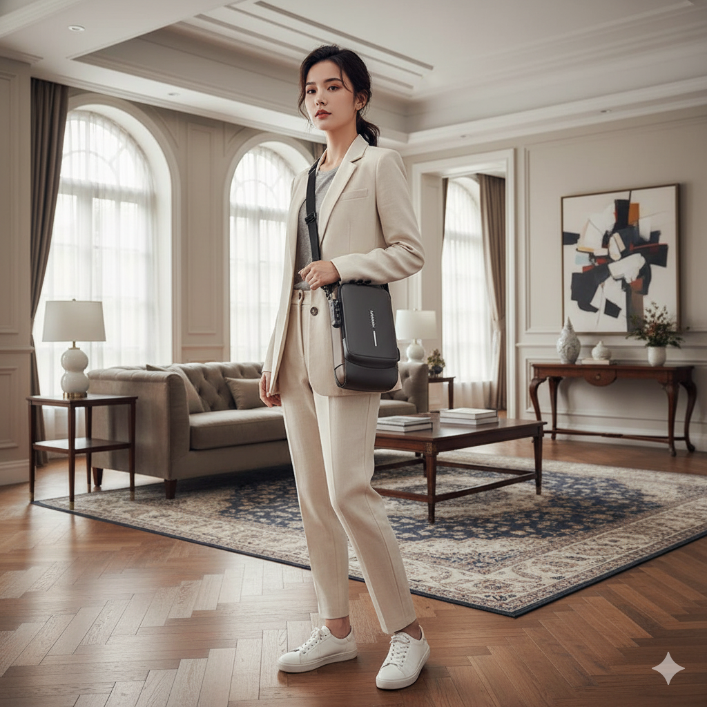 Crossbody Sling Bag for Men Women, Anti-Theft Fashion Chest Bag with Usb Charging Port, Messenger Bags, Waterproof Casual Shoulder Bag 18057
