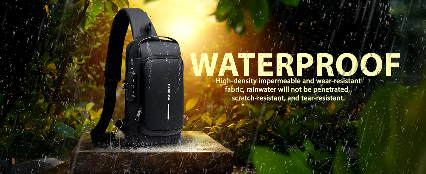Crossbody Sling Bag for Men Women, Anti-Theft Fashion Chest Bag with Usb Charging Port, Messenger Bags, Waterproof Casual Shoulder Bag 18057